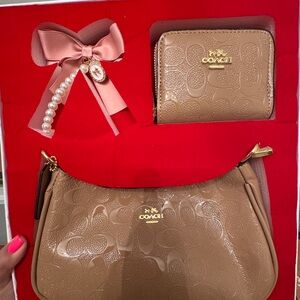 Coach Tan Clutch and Wallet Set